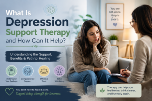 person receiving depression support therapy for emotional healing