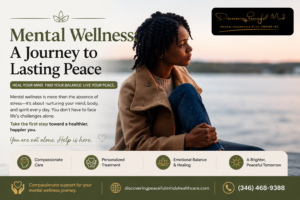 woman reflecting peacefully near water representing mental wellness and emotional healing support
